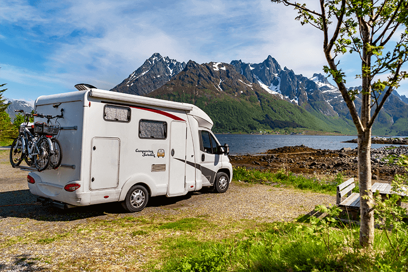 Motorhome parked in a place in Sweden