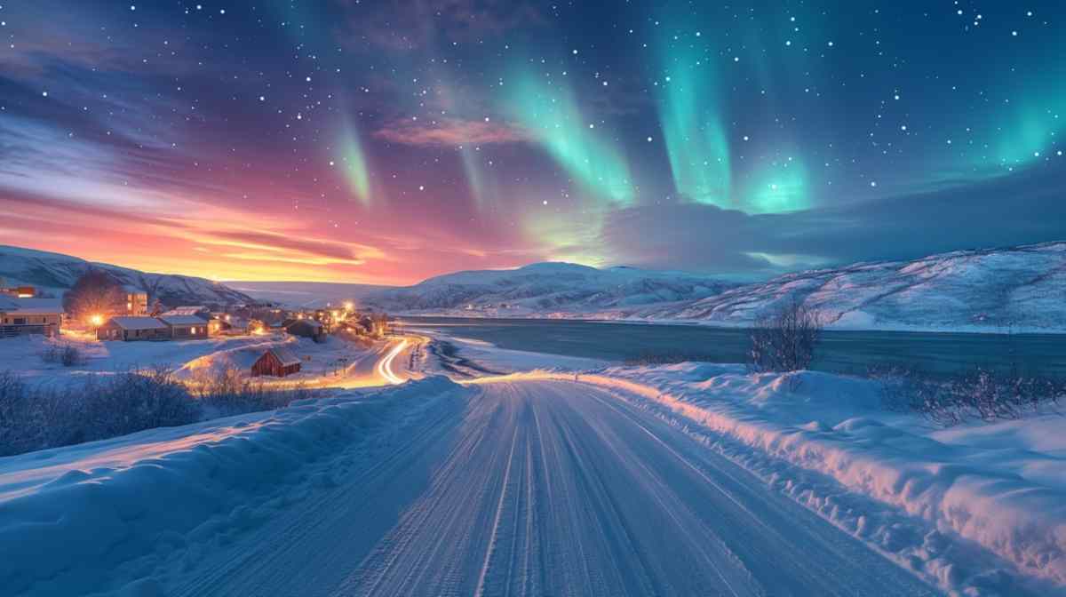 Swedish winters with Northern lights