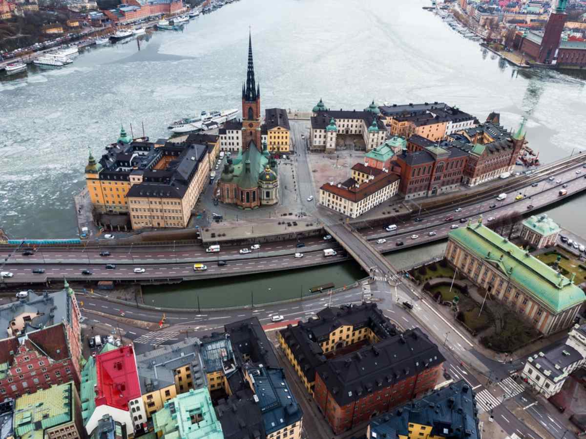 Drohnenansicht der Innenstadt von Stockholm